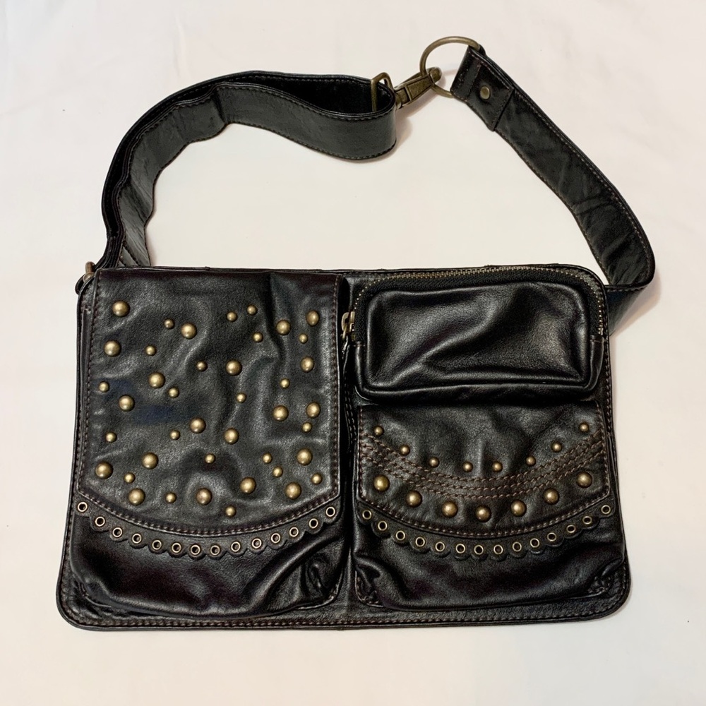 *RARE* Nordstrom Black Leather Belt / Crossbody Bag